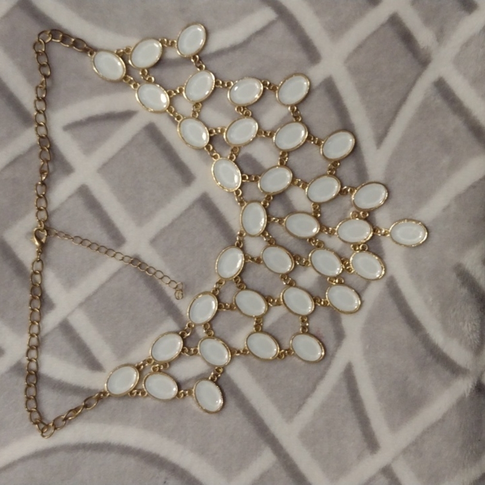 White oval statement necklace